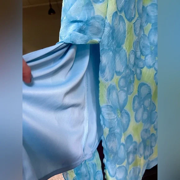 Y2K BE SMART Asymmetric Cowl Slip Maxi Dress Fairy Mermaid Coquette Floral Sz M - Picture 11 of 16